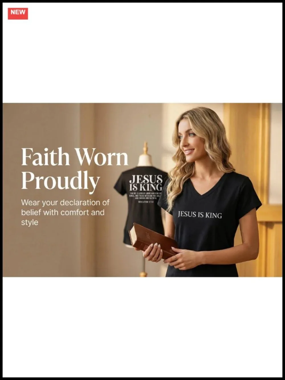 Faith T-Shirt V-Neck Cotton Inspirational Religious Tee Women